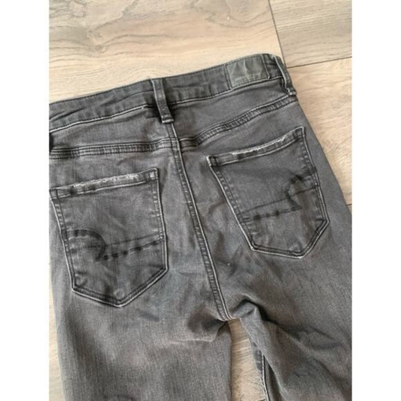 AEO 10” Super High-Rise 24x26 Distressed Jeggings Charcoal Size 0 Short - Picture 6 of 7